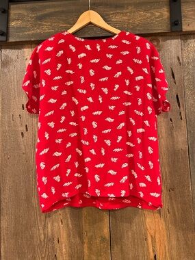 Vintage Gianni Sport Red Abstract Print Blouse | Made in USA | Size Small
